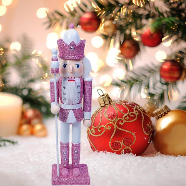 Festive Collectible Nutcracker Wooden 30cm Standing Durable Nutcrackers Figures for Festival Shelves Holiday Desktop Party
