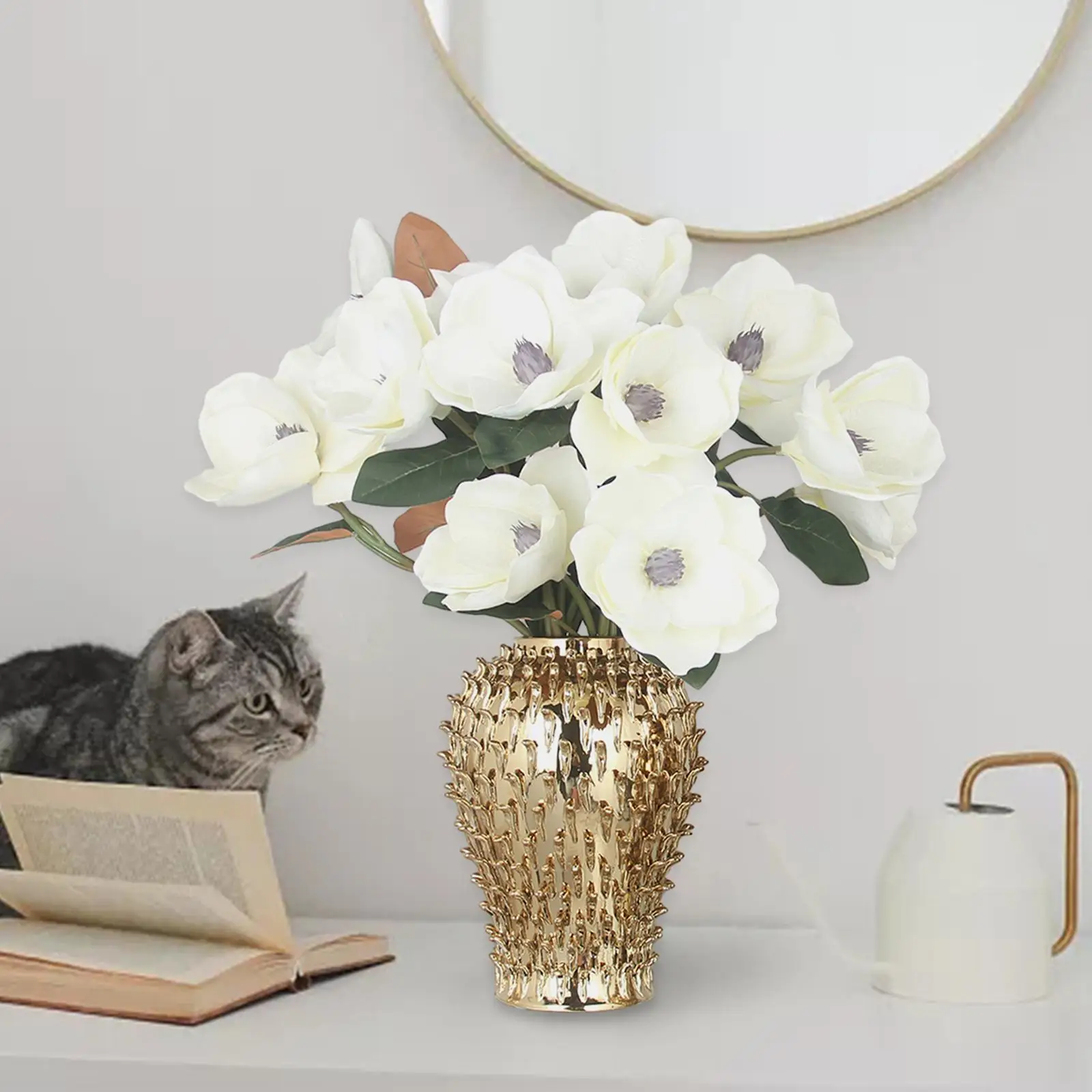 Ceramic Flower Jar Handicraft Porcelain Flowers Vase for Dining Wedding Home