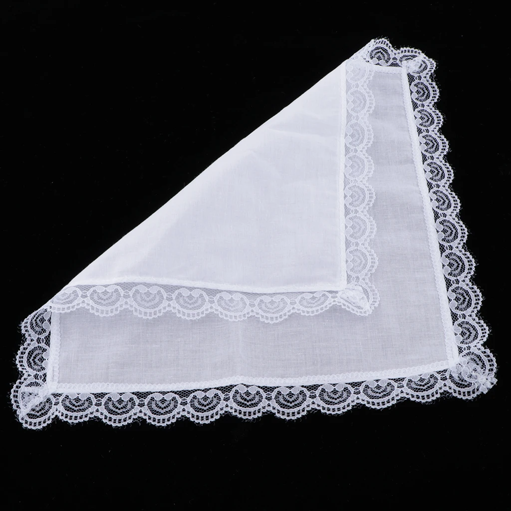 5x   Cotton White Handkerchiefs Hanky Pocket Square for Men Women Hankie