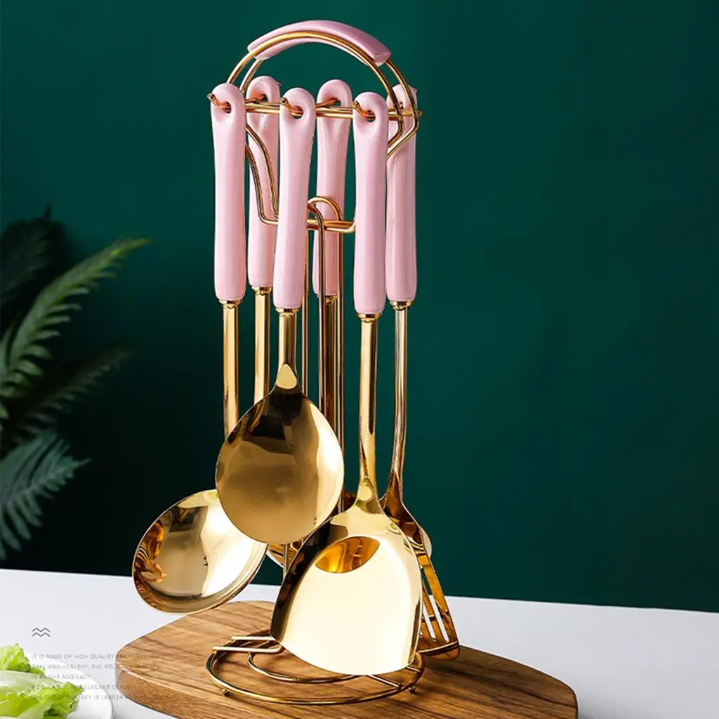 Utensils Set w/ Rotating Rack Kitchen Cooking Gadgets Large Spoon Cookware Utensils Set w/ Rotating Rack Kitchen Cooking Gadgets Large Spoon Cookware