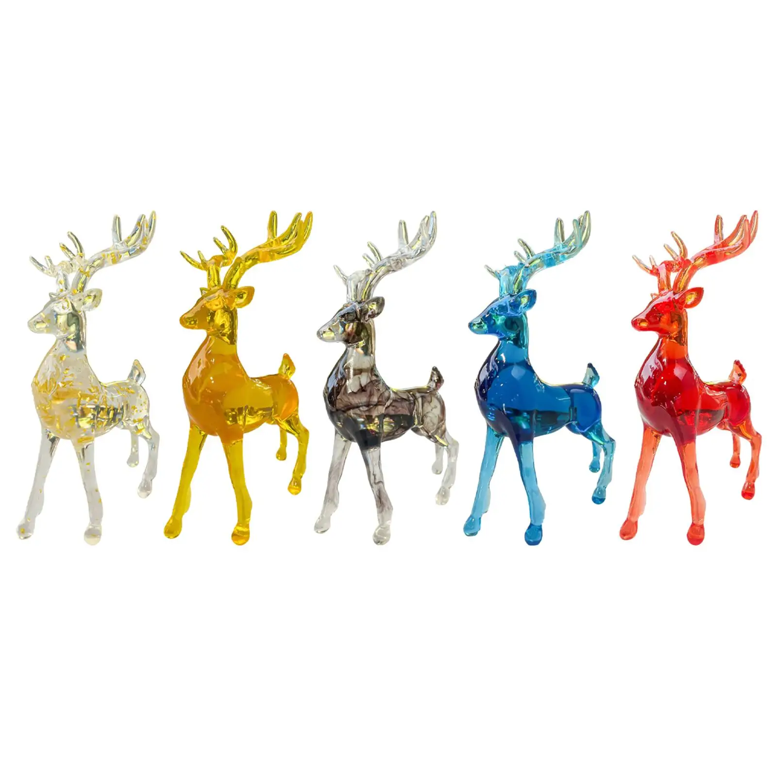 Deer Statue Crafts Art Resin Ornament European Style Gifts Deer Figurines Animal Statue for Cafe Home Car Desk Living Room