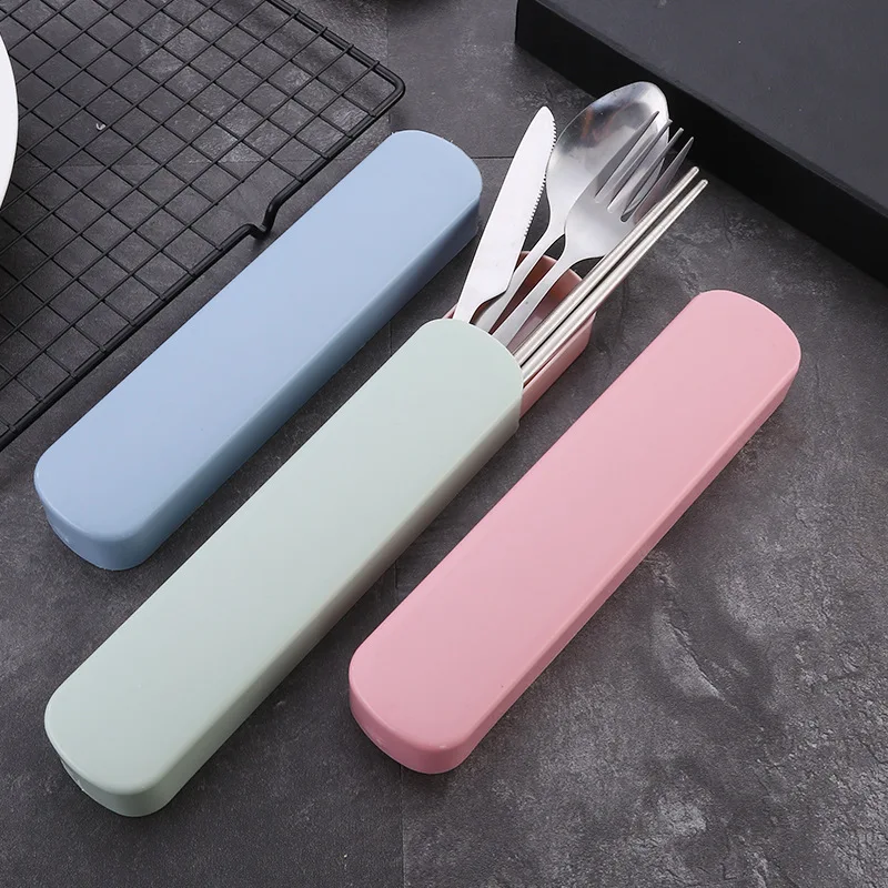 Description Picture 5 of item4pcs/Set Dinnerware Portable Printed Stainless Steel Spoon Fork Steak Knife Set Travel Cutlery Tableware with Bag