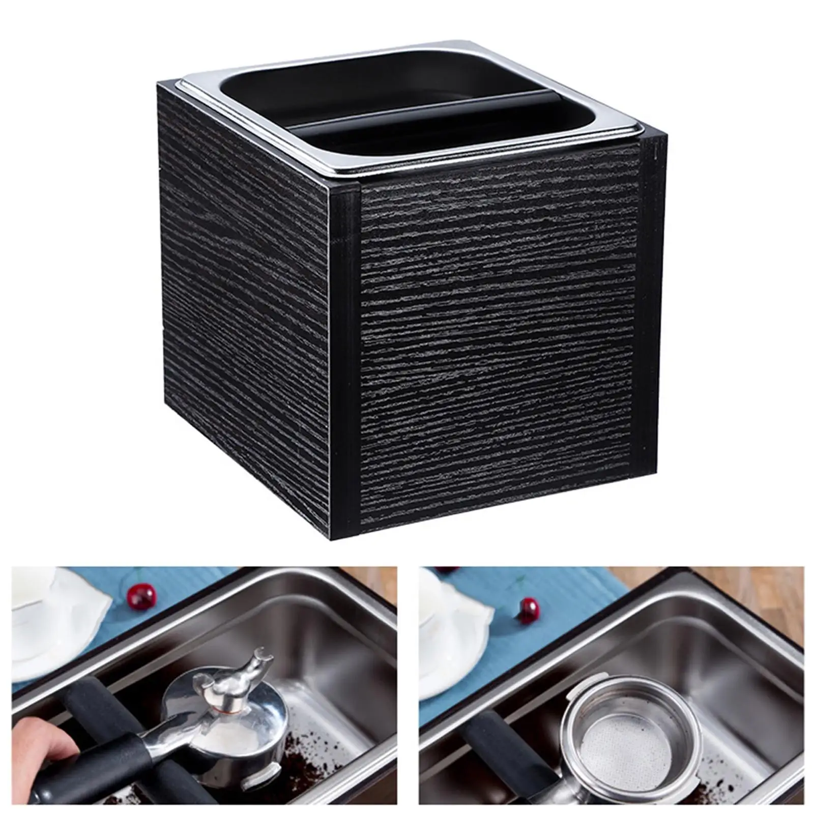 Classic   Compact Built-in Coffee Ground Knock Container Durable Wood Trash Can Grind Waste Bin Espresso Grind Knock 