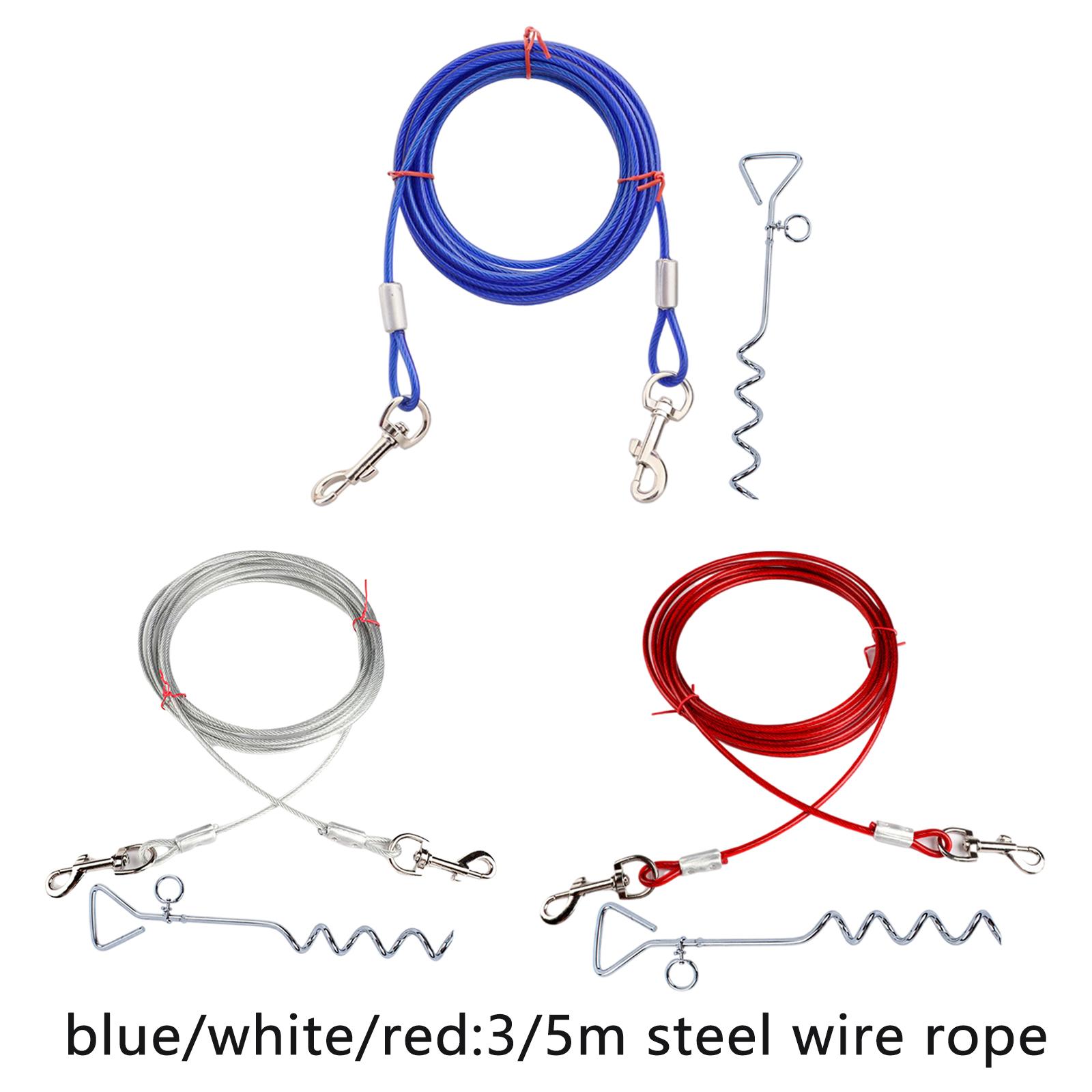 Dog Tie-Out and Stake Dogs Runner Cable Pet Leashes Wire Rope for Outdoor