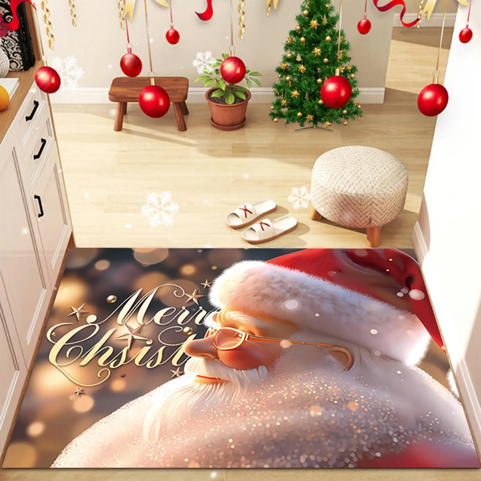 Christmas Rugs Rectangle Christmas Door Mat for Dining Room Entry Way Xmas