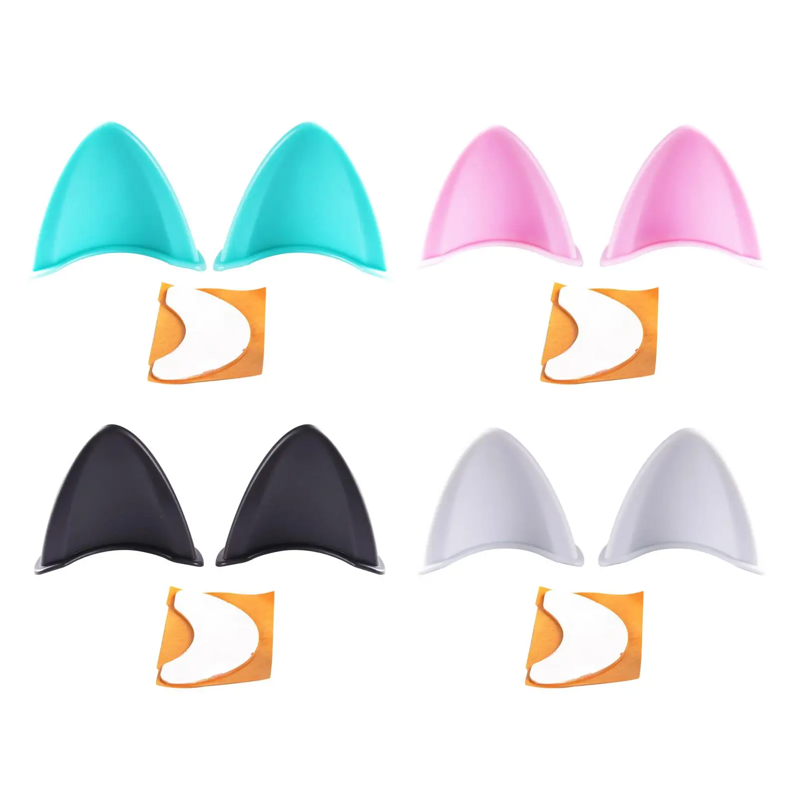 Helmet Cat Ears Accessory Interchangeable Adhesive Decoration for Motorcycle Helmets Bike Ski Scooter (Helmet Not Included)