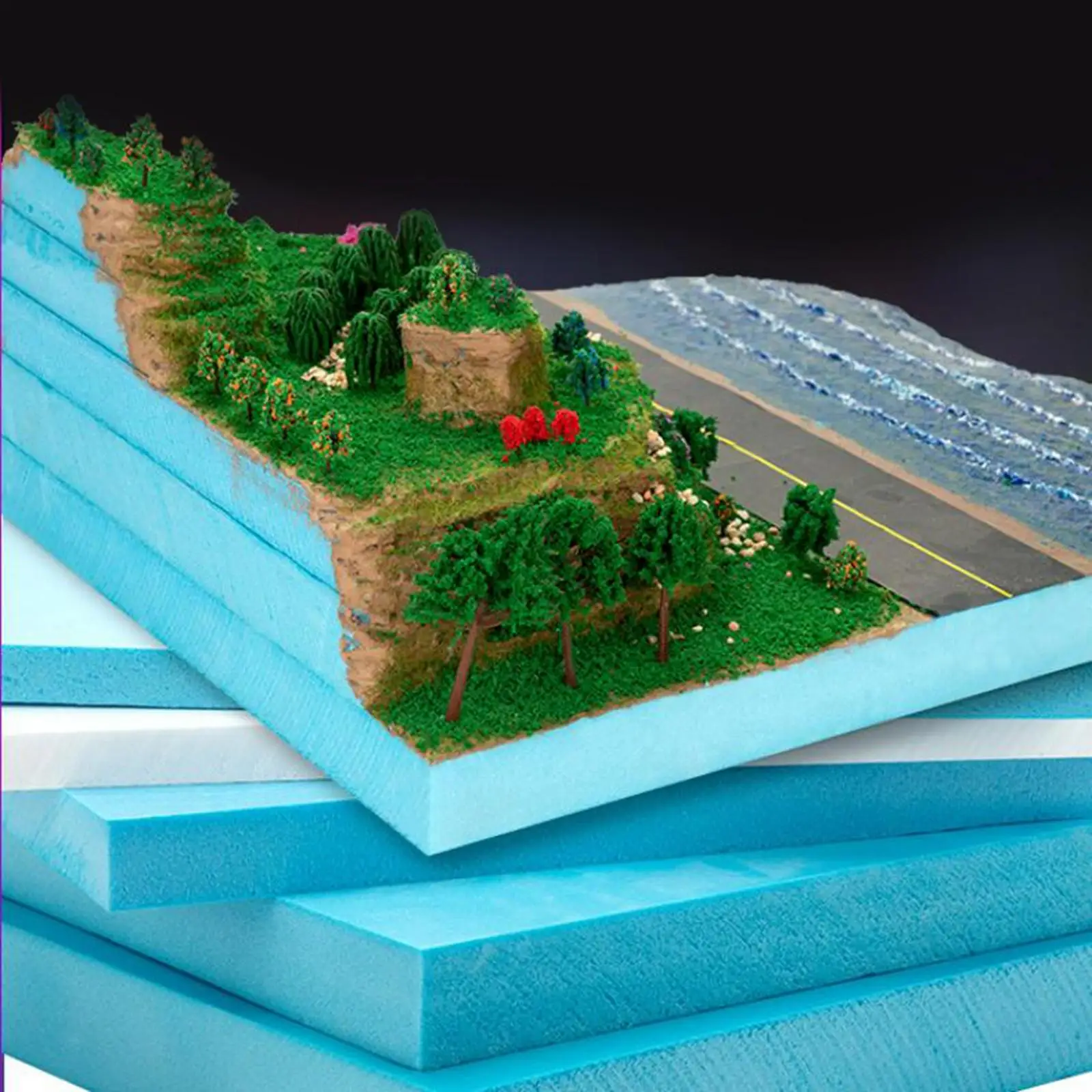 2 Pieces Foam Board Diorama Base for Building Mountains Miniature Garden