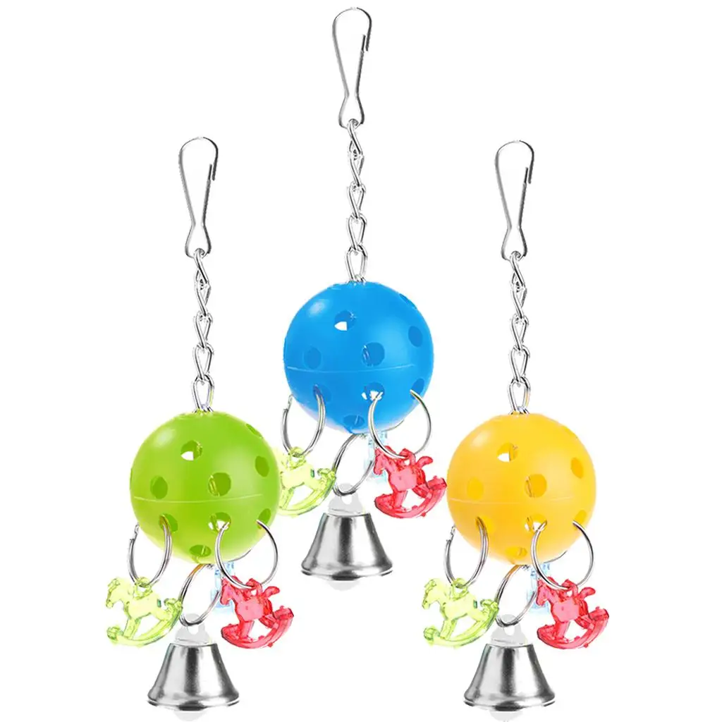 3 Pcs Parrot Chewing Bell Toy Easy to Attach to the Bird Cage