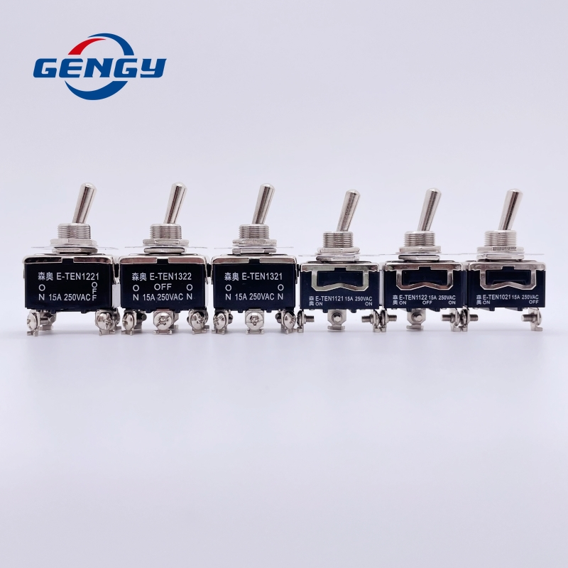 Description Picture 3 of item1/5 Pcs E-TEN 1021 1121 1122 1221 1321 1322 High Quality 15A 250V SPST 2 4 6 Terminal ON OFF Toggle Switch Self-locking Switch