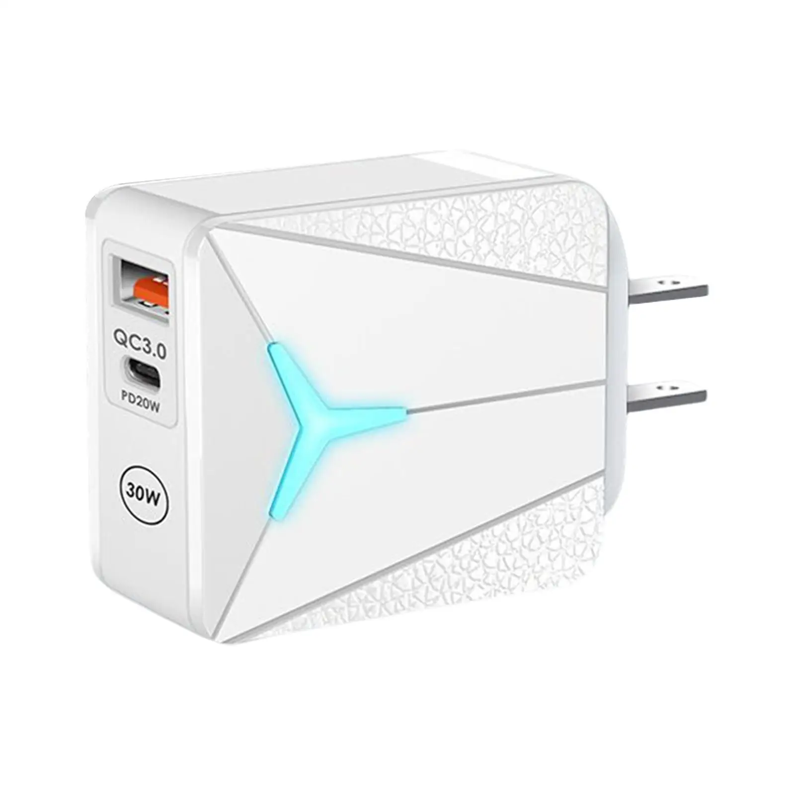 Phone Charger Adapter Compact Fast Charging 5V / 4A 9V / 2.4A 12V / 1.8A Dual Port Converter USB Wall Charger for Home Use White