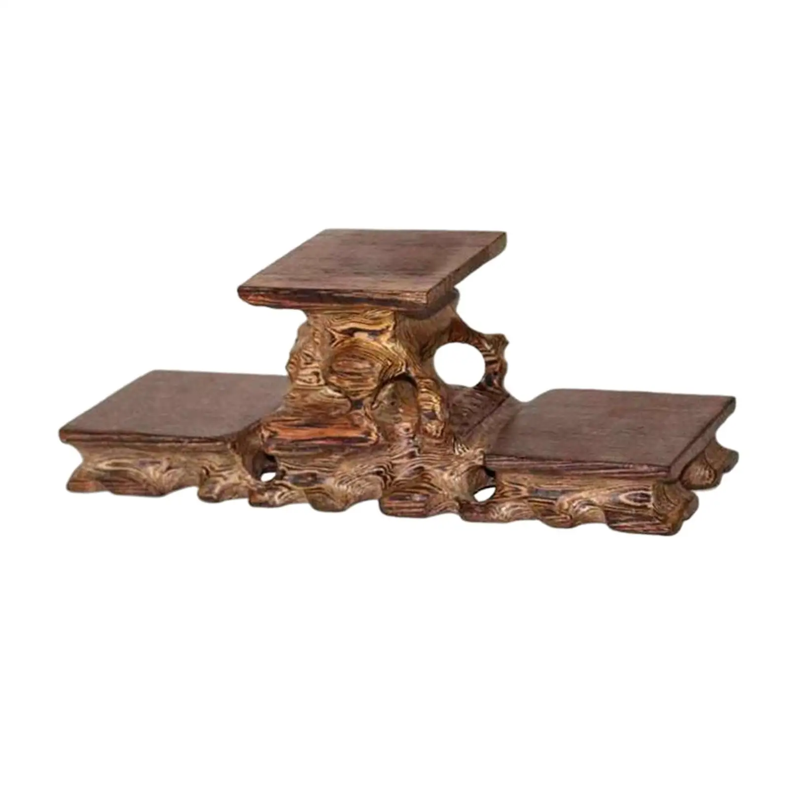 Wooden Stone Display Stand Teapot Base Collectibles Circular Wooden Base for Photography Props Desktop Living Room Decoration