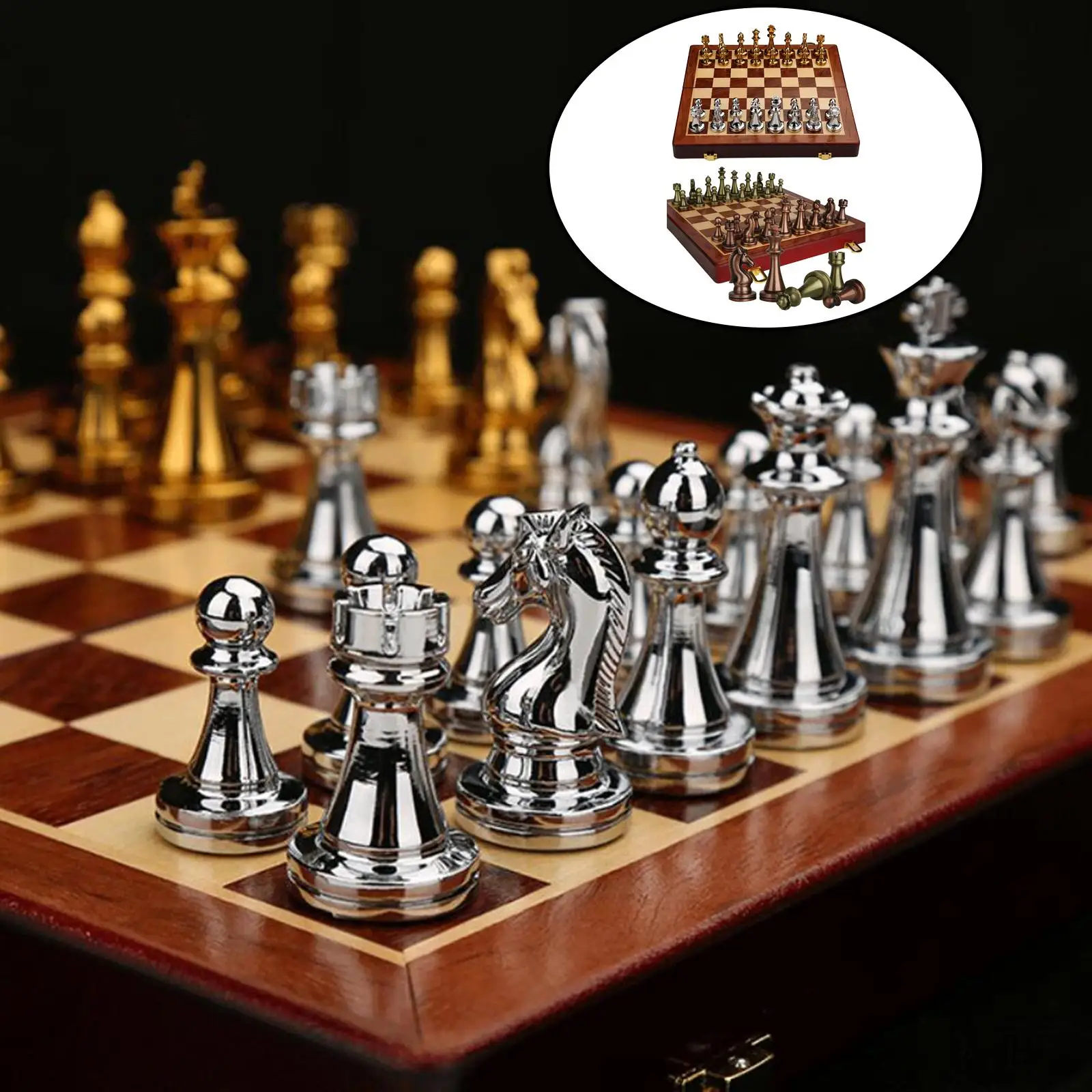 International Chess Set with Folding Wooden Chess Board and Classic Handmade Standard Pieces  Chess Set for Kids Adult