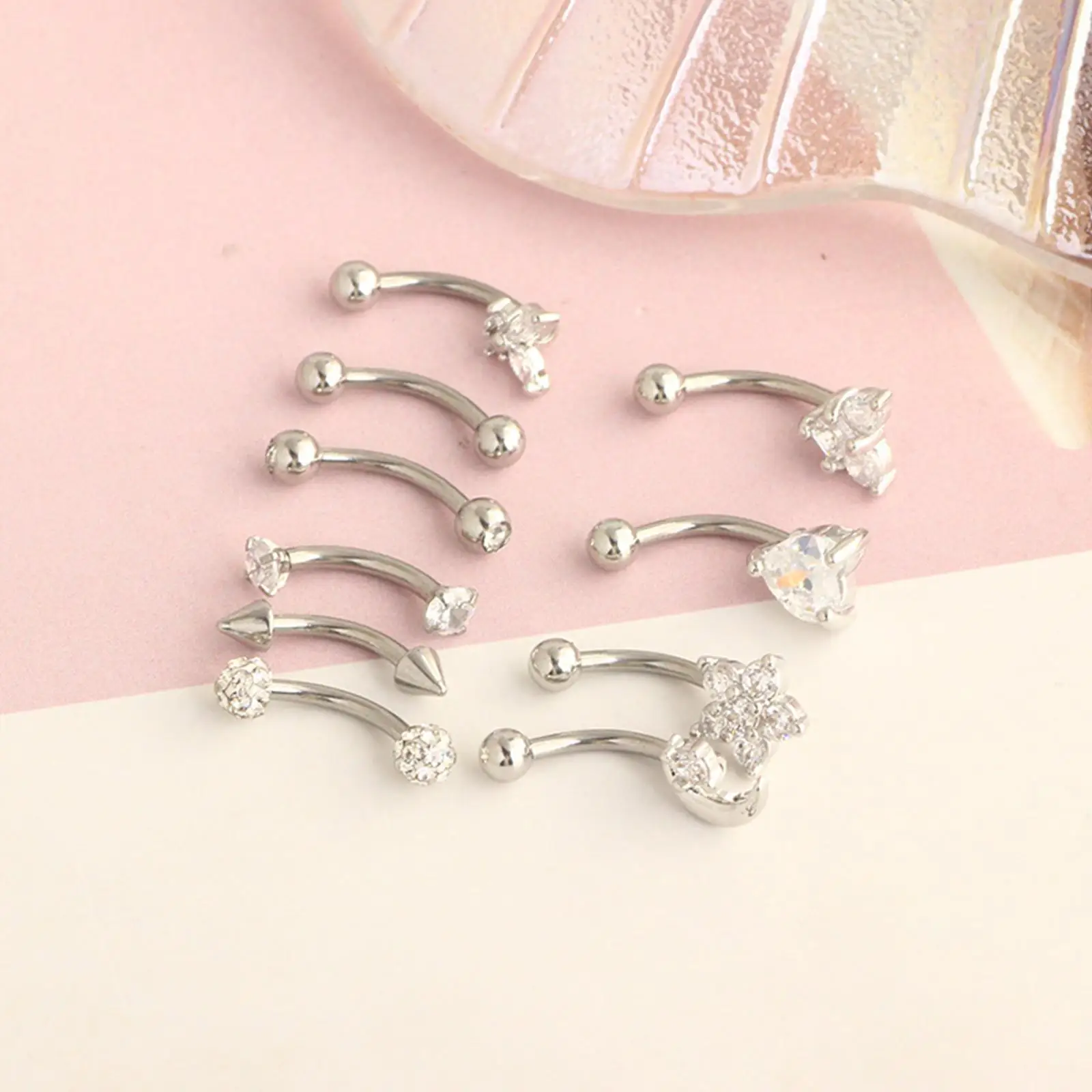 10x Stainlee Steel Nose Ring Eyebrow Lip Studs Earring Mix Styles Diamond Stud Earrings Bar Punk Fashion Butterfly Tragus Stud