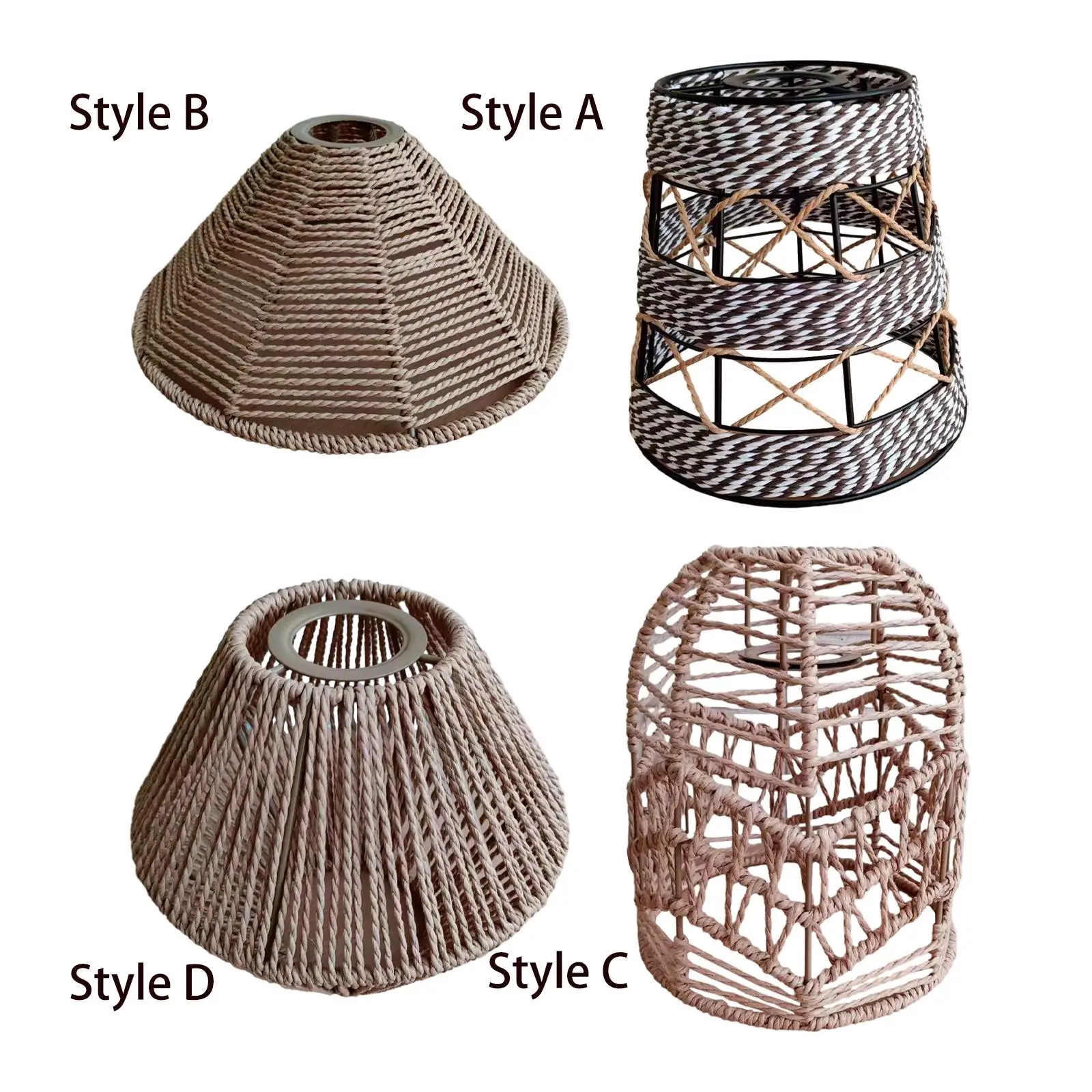 Light Shade DIY Lighting Fixtures Decoration Dustproof Rustic Woven Lampshade for House Restaurant Teahouse Bedroom Kitchen