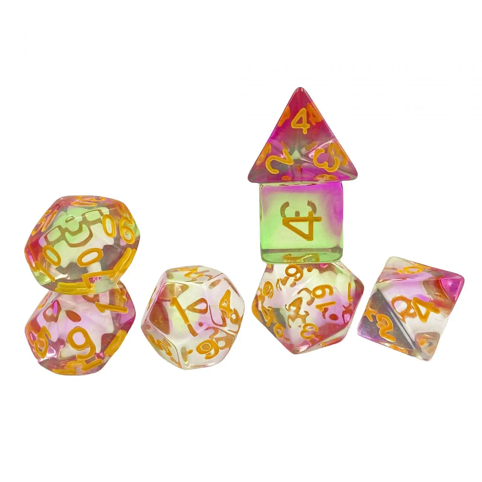 7Pcs Polyhedral Dices Set Role Playing Game Dices Acrylic Dices for Table Game Role Playing Games Party Game Card Games Card