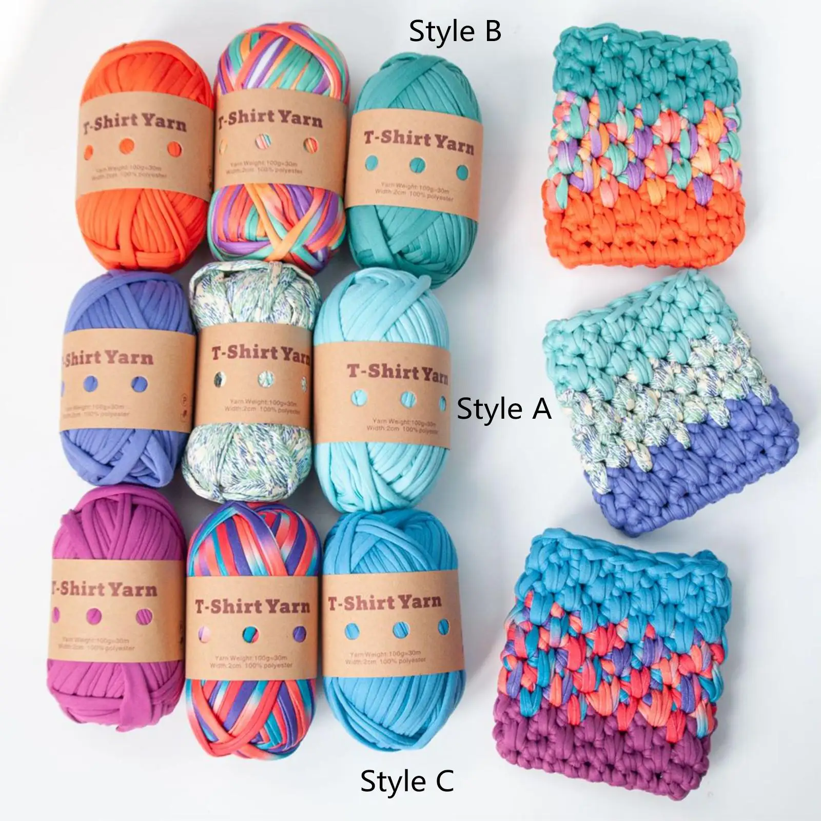 6Pcs T Shirt Yarn Bag Bottom Knitting Yarn for Pillow Rug Making Sweaters