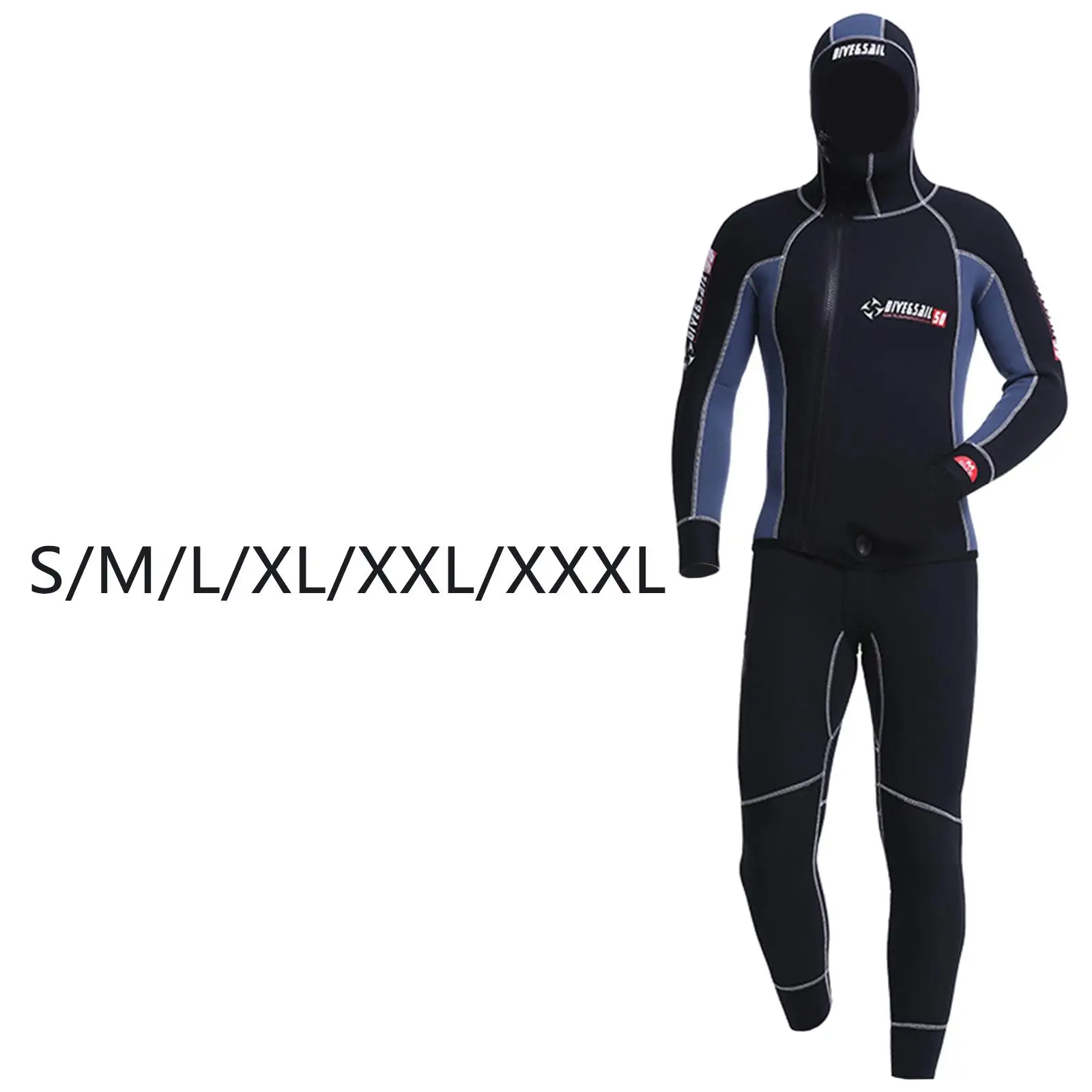 Men Wetsuit, 5mm Neoprene Two Piece Swimsuit, Long Sleeves, Warm And UV Protection, Suitable for Diving Swimming Surfing
