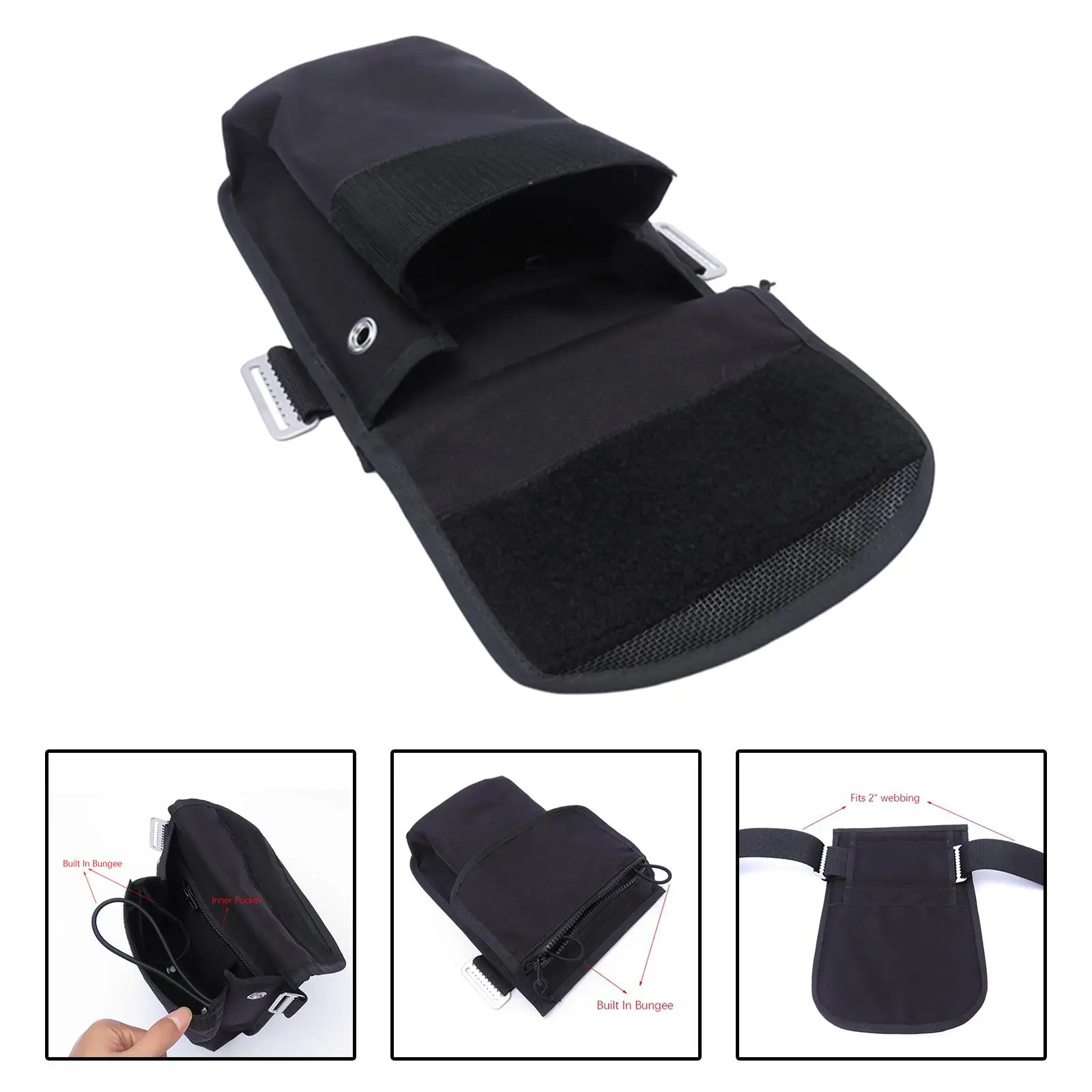 Scuba Diving Thigh Pocket Carry Pouch Scuba Diving Accessories Storage Bag for Underwater Swimming Water Sports Snorkeling Black