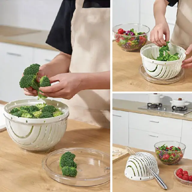 Drain Basket 2Layered Fruit Vegetable Storage Bucket Salad Cutter
