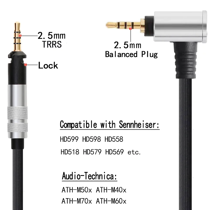 cabo de substituição para fone de ouvido sennheiser hd fone de ouvido de para cabos de áudio estéreo baixo