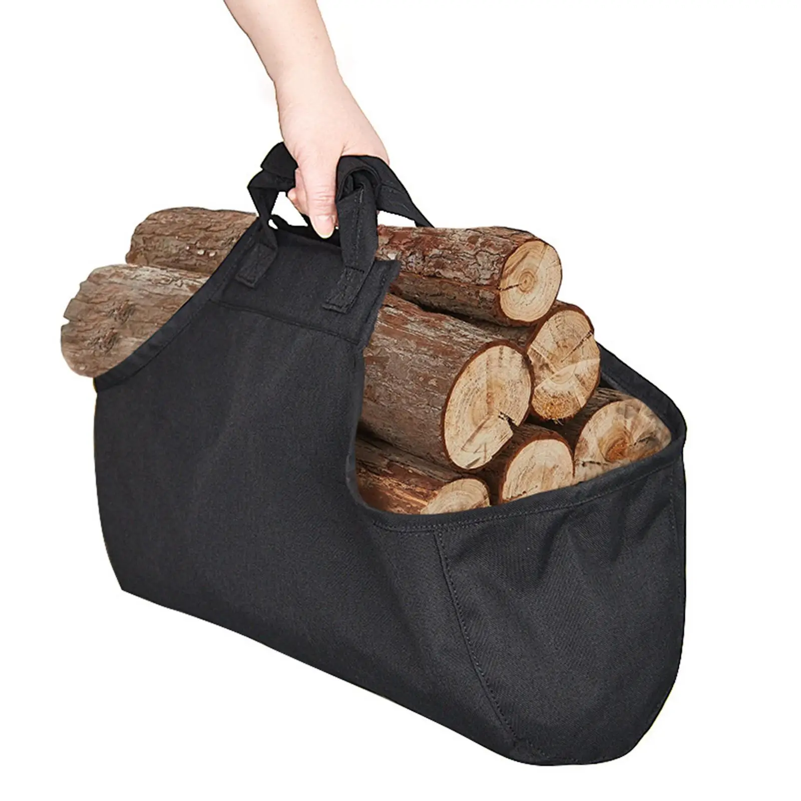 Large Capacity Firewood Carrier Bag Log Tote Wood Holder with Handles Woodpile Rack Carrying for Fireplace Camping Outdoor