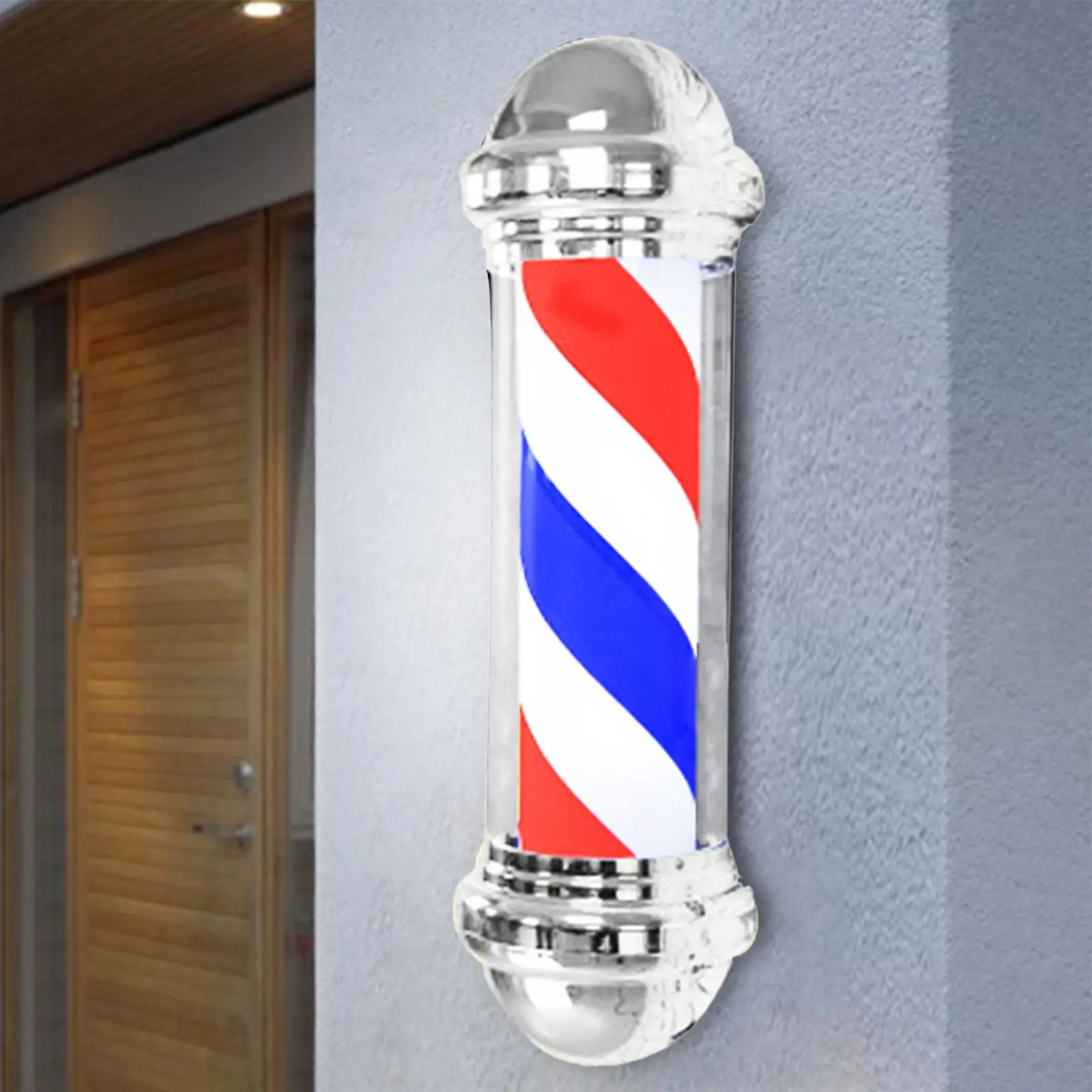Waterproof Barber Shop Pole Rotating Light Novelty Lighting Wall Mounted LED