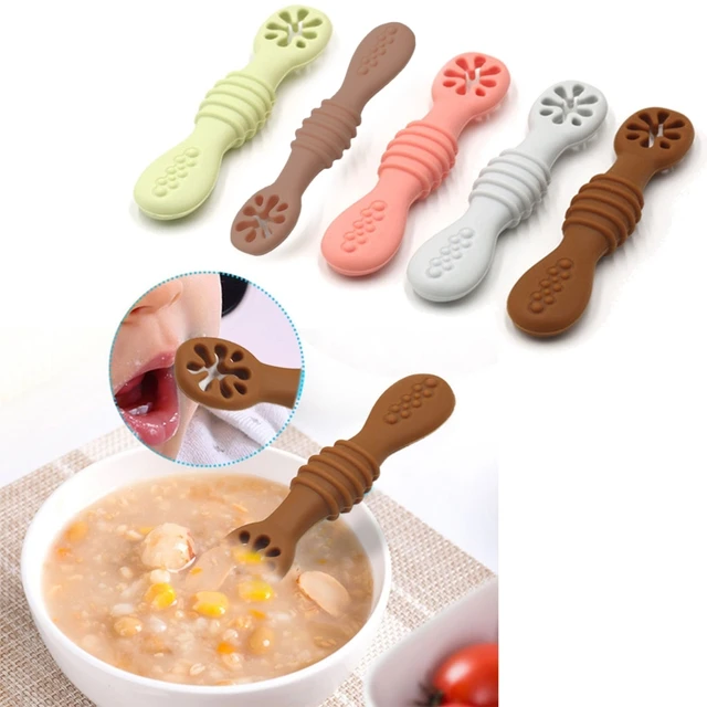 Baby-Led Weaning Silicone Spoon Learning Feeding Training Utensils Newborn  Toddler Tableware Drop Shipping