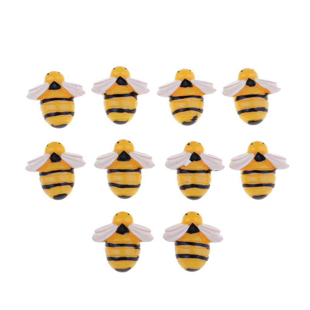 10pcs Mini Bee Shape Resin Flatback Dollhouse Miniature Ornaments for DIY Phone Jewelry Making Supplies