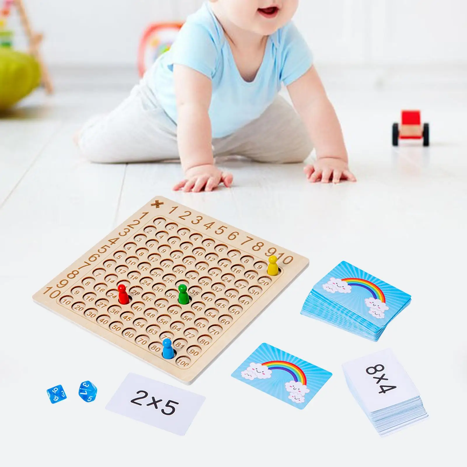 9x9 Multiplication Board Wooden Montessori Math Educational Multiplication Table Board Game for Livng Room Home Children Unisex