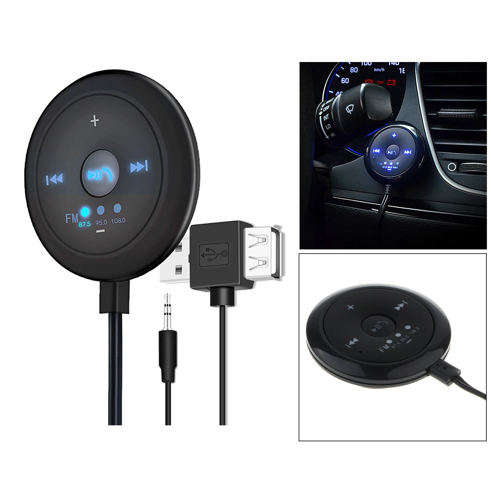 1 Pcs 2 In 1 Car Bluetooth 5.0 Player 500mAh FM AUX Transmitter 5V Input For Tablet Phone Etc V5.0+EDR BT
