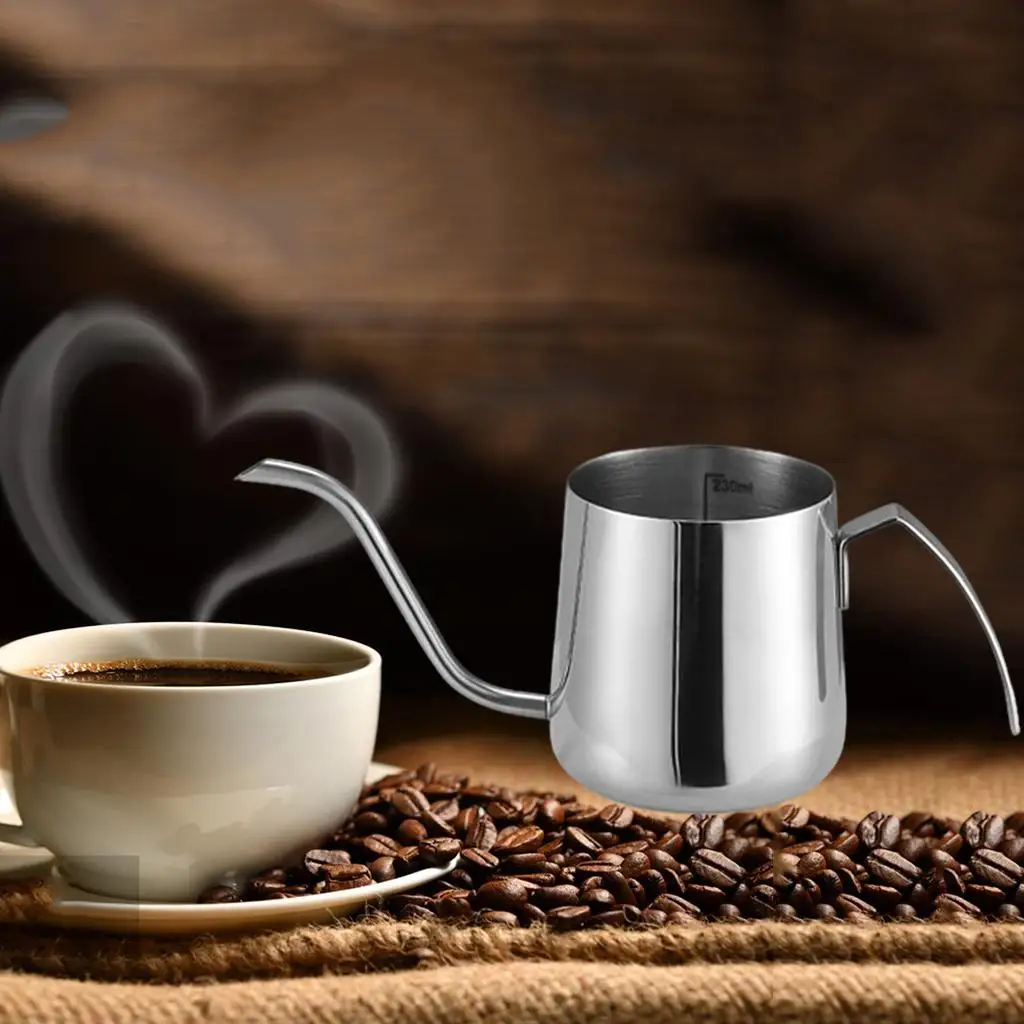 Stainless Steel Coffee Kettle Drip Pot Gooseneck Coffee Dripper Tea Pot Thin Mouth with Scale for Coffee Lover