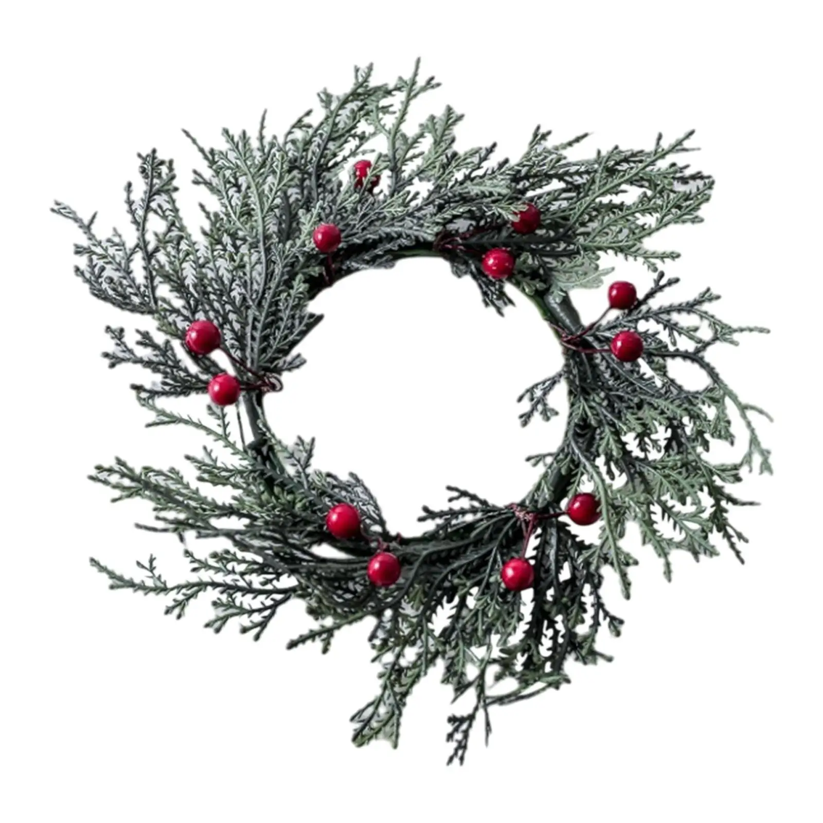 Christmas Candle Ring 8inch Artificial Wreath Christmas Garland Ornament for Pillars Farmhouse Holiday Party Home Table Decor