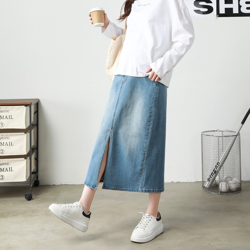 Maternity Spring and Autumn Pregnant Women's Half Denim Skirt High Quality Elastic Maternity Elegant High Waist Women Half Skirt