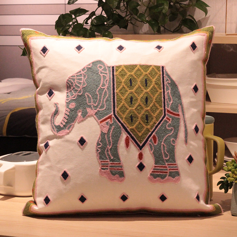 Vintage Amerikanische Stickerei Kissen Abdeckung Pflanze Blume Kissen Fall Wohnkultur Baumwolle Kissen Fall Wohnzimmer Schlafzimmer Sofa – Detail 20