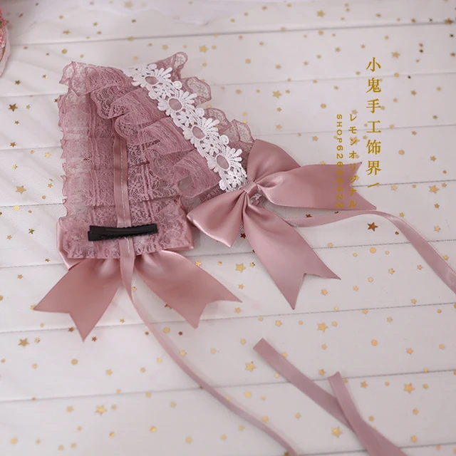 Princess Sweet Lolita Rose Hair Rabbit Ear Headband Japanese Harajuku  Headwear Gothic Lace Yarn Hair Cosplay Accessory Xiaolanwelc (as photo)