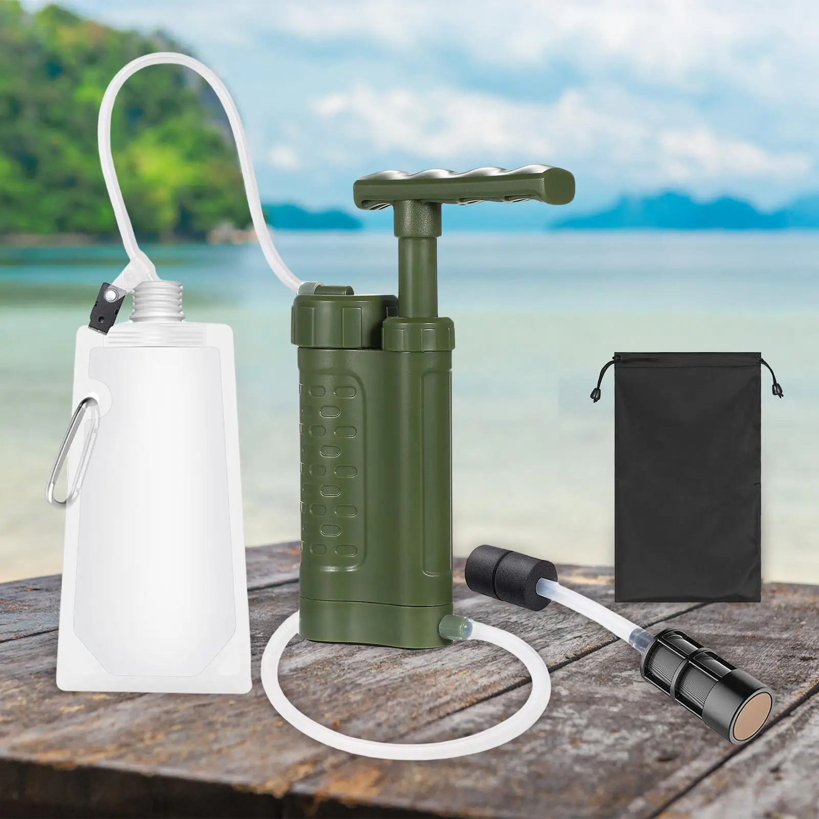 Water Purifier Pump Emergency Preparedness Survival Gear for Outdoor Travel Hiking