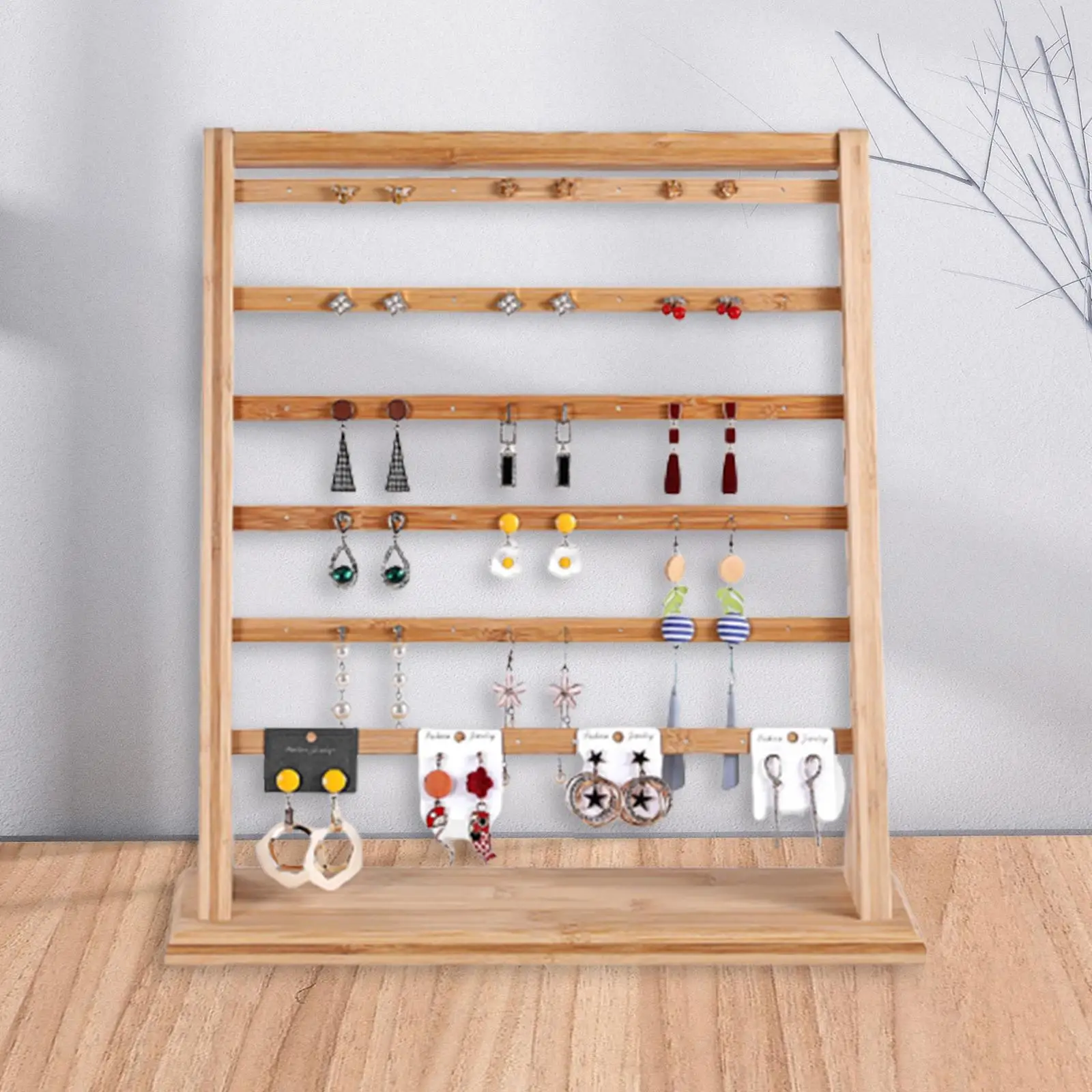 Wooden Earrings Display Rack Organiser Bracket for Ear Stud Jewellery Girls