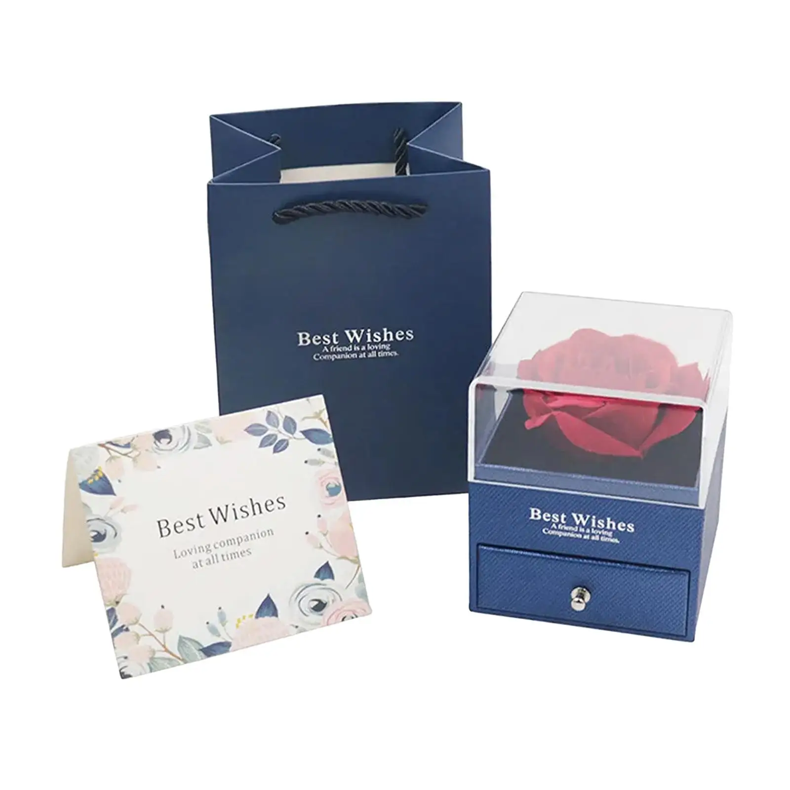 3 Pieces Valentine`s Day Gift Eternal Flowers Rose Gift Box Preserved Rose Jewelry Box for Wife Birthday Grandma Mum Anniversary