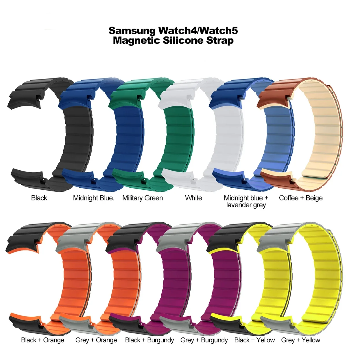 Magnetic Silicone Strap for Samsung Galaxy 6 5 4 40 44mm 6/4Classic 43 47mm 42 46mm No Gaps Bracelet for Watch 5Pro 45mm Band