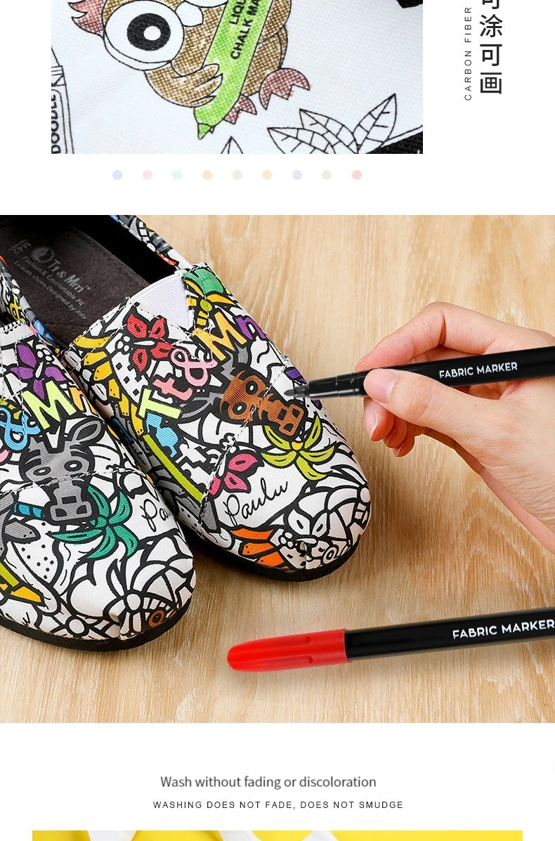 12 Farben/Set, wasserdicht, farbecht, Stoff, Textilmarkierungsstift, Permanentstift für DIY-Kleidung, Kunst, Graffiti, Zeichnung, Malstift – Detail 5