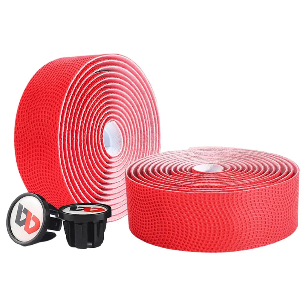 2Pcs Handlebar Tape with 2Pcs Handlebar End Caps Leather Foam Handle  for Badminton Rackets  Fishing Rods Road Bike