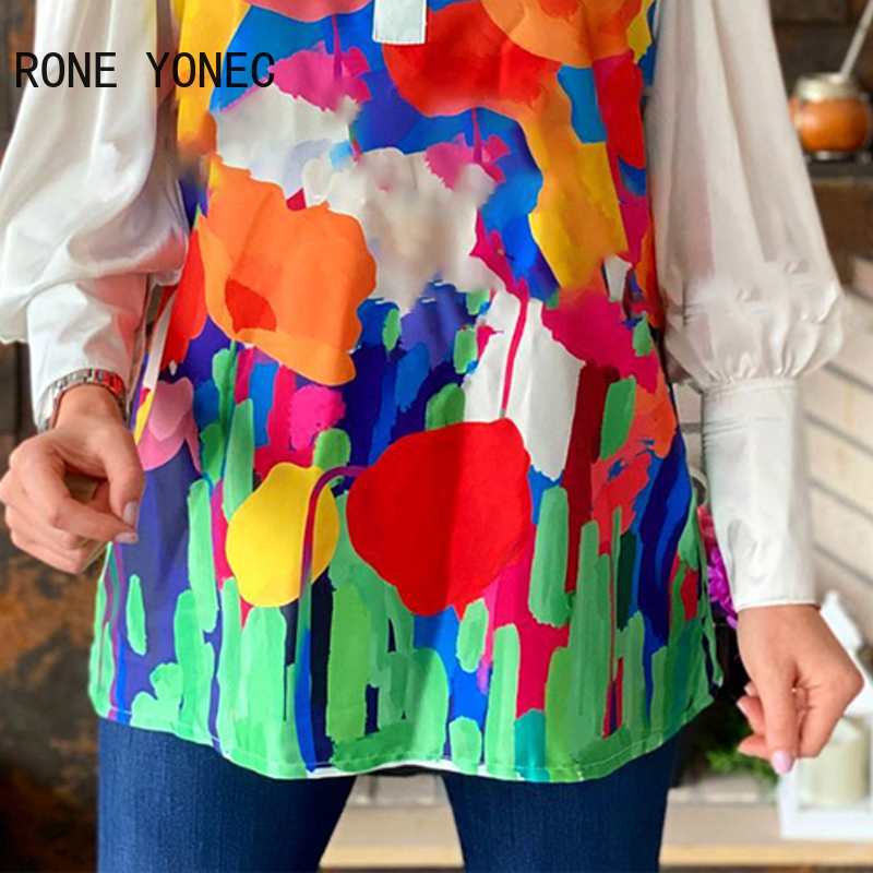 mangas padrão abstrato primavera longa reta blusa casual topos