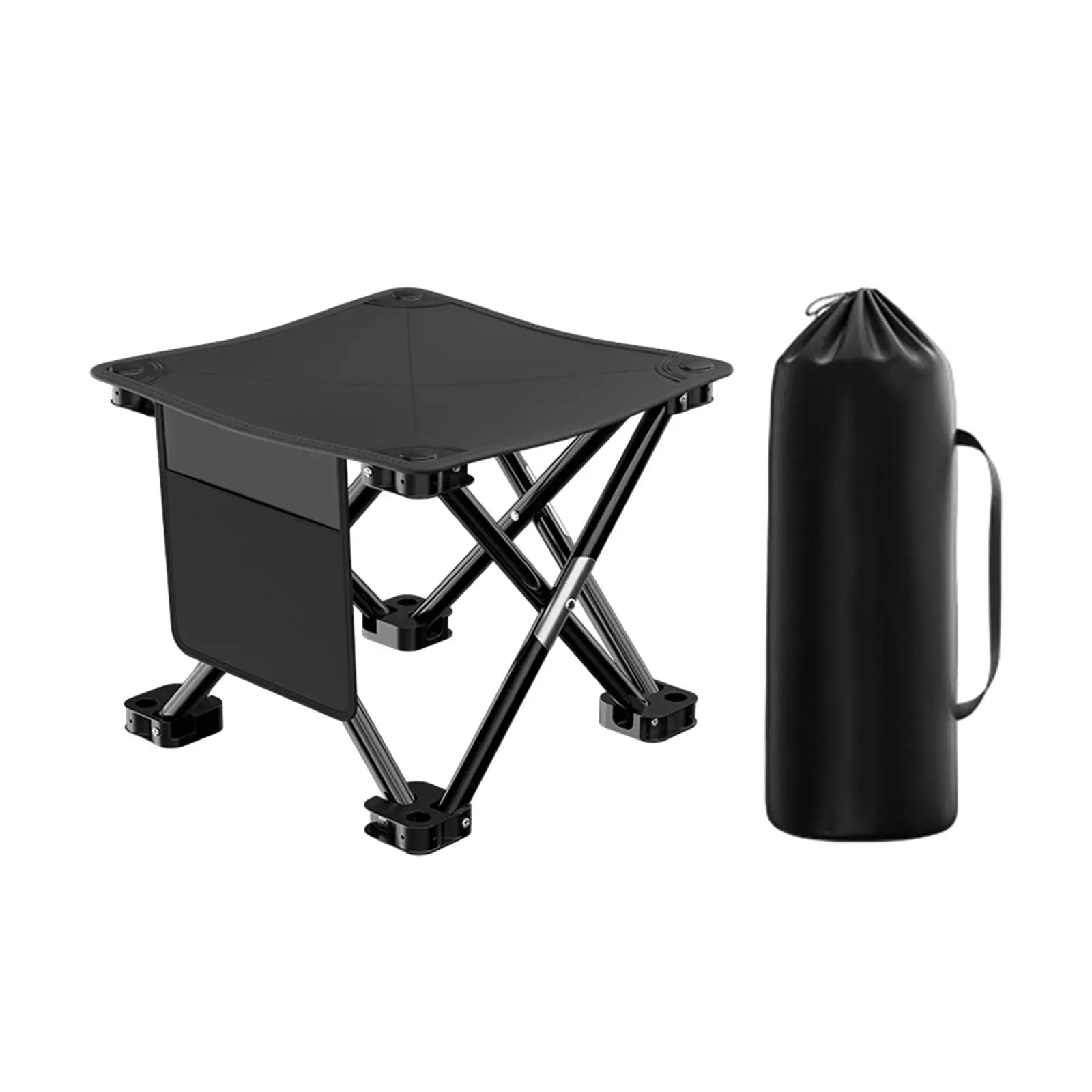 Camping Folding Stool Folding Chair with Side Pocket Collapsible Stool Saddle Chair for Patio Outdoor Hiking Concert Festival