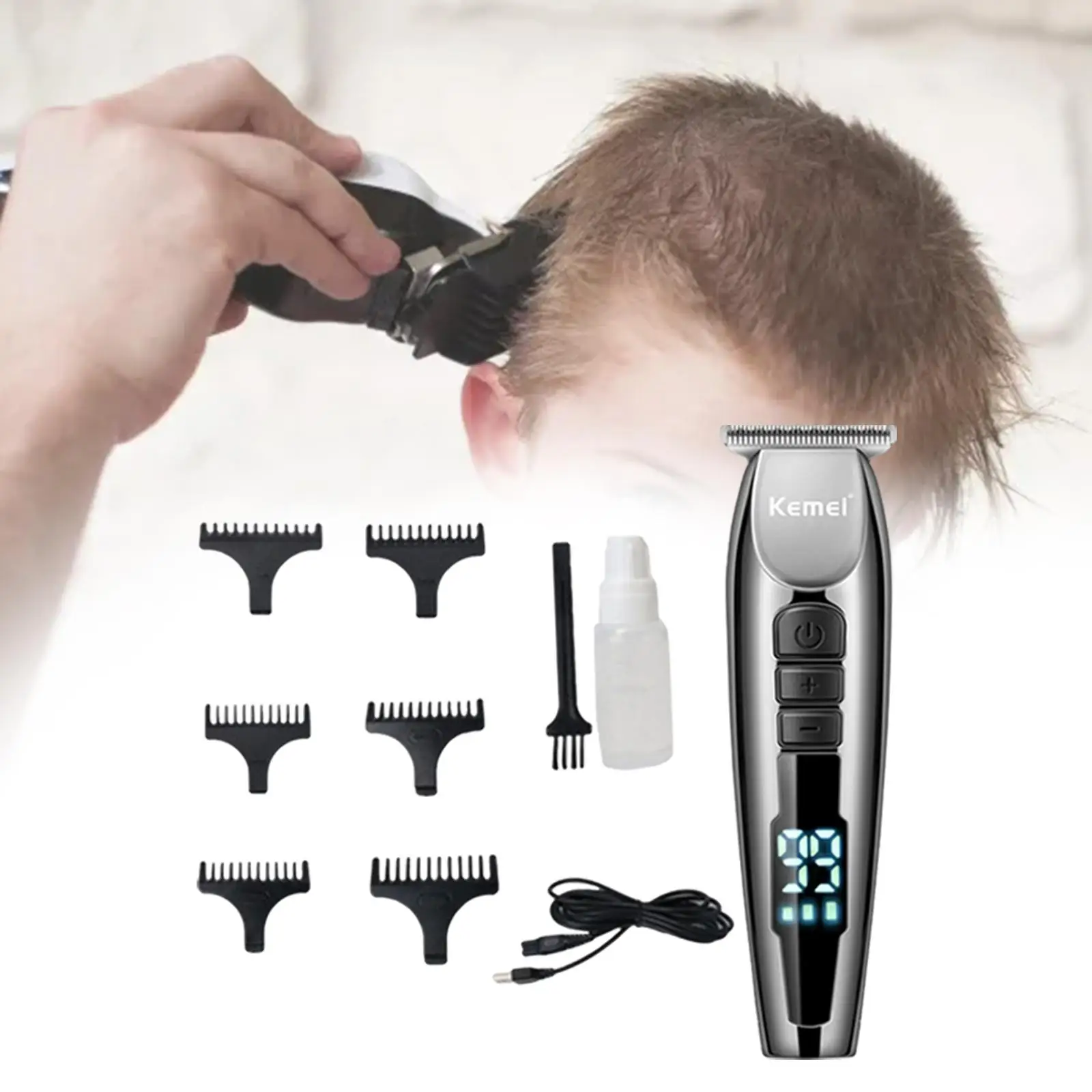 Powerful Clippers Supplies Low Noise Gifts LCD Digital Display Travel Home Mens Family Barber