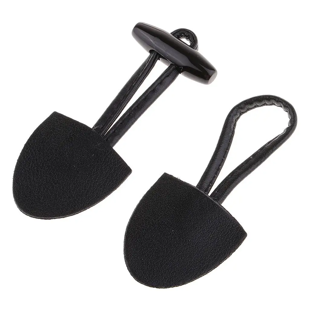 6 Pairs Classical Black Leather Horn Toggle Buttons Closures Coat Jacket Duffle Sweater Sewing Fasteners for Overcoat