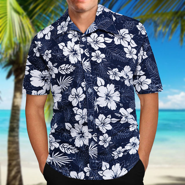 Men's Floral Slim Short Sleeve Shirt | Men's Plu Size Floral Shirt