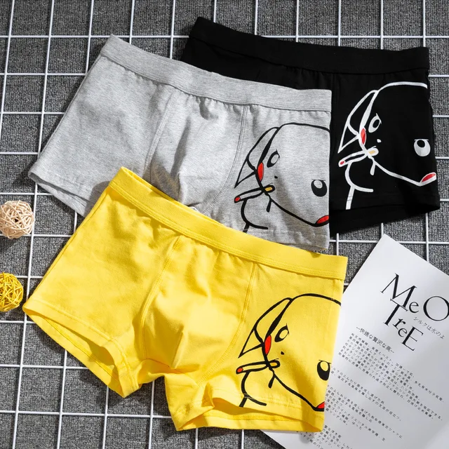 Pokemon Pikachu Men Underwear Panties Boys Summer Breathable Cartoon  Panties Male Cotton Underpants