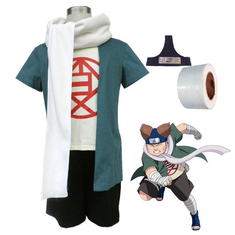 Akimichi Choji Cosplay Costume Headband Bandage Set Soft White Scarf - Naruto Anime