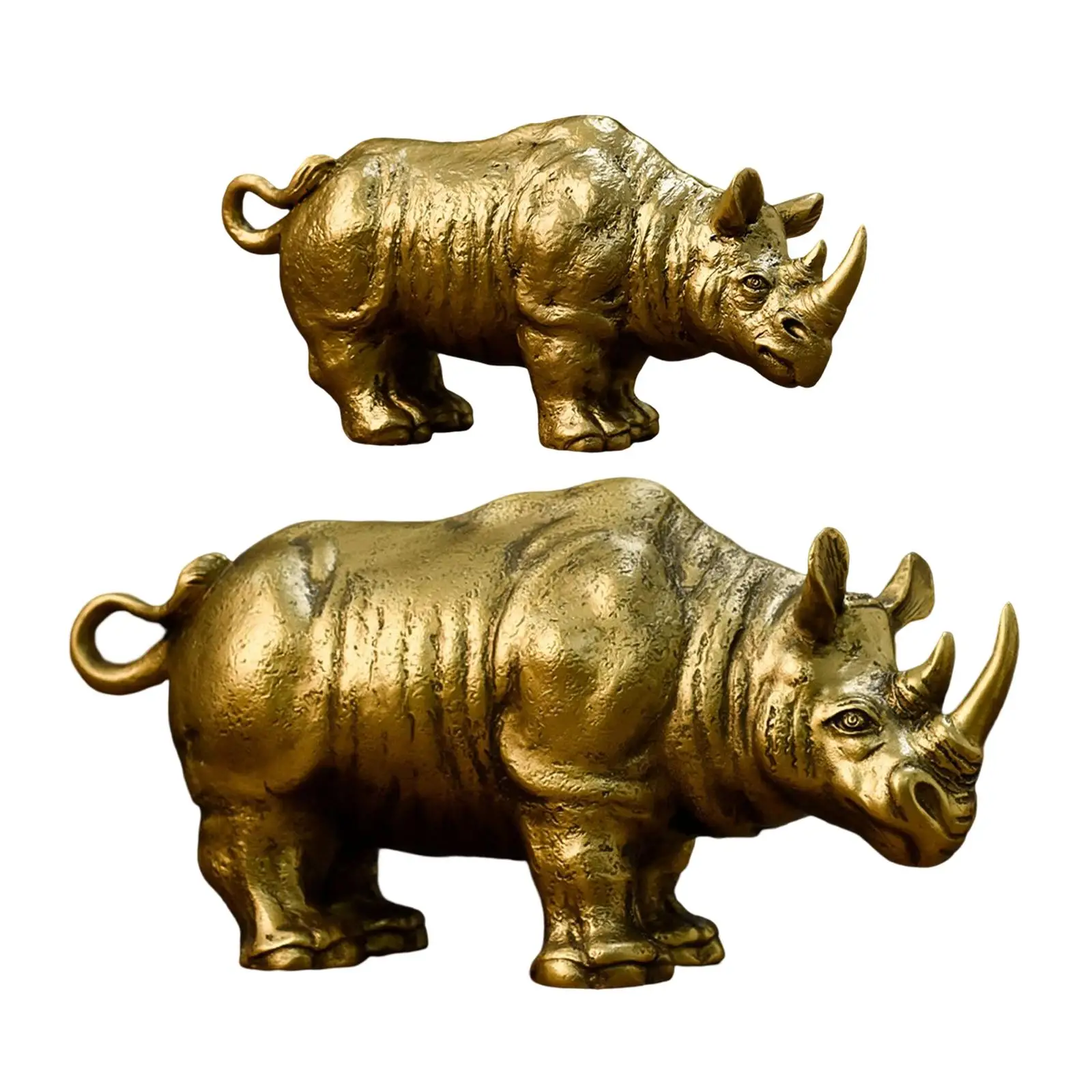Resin Rhino Statue Collection Crafts Animal Sculpture Animal Figurines for Office Cabinet Home Decor Ornament