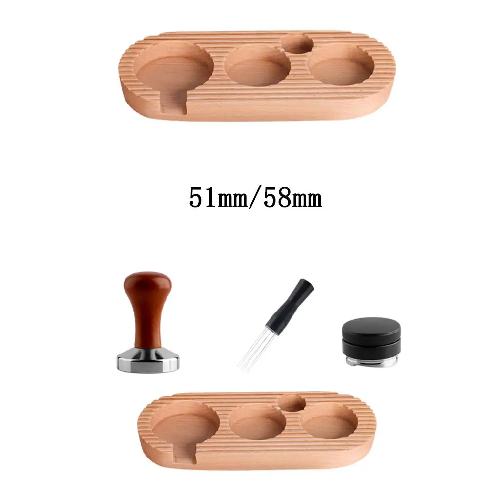 Coffee Tamping Stand Tidy Wooden 4 Slots Manual Solid Tools Coffee Tamper Holder Base for Home Office Espresso Coffee Maker Cafe